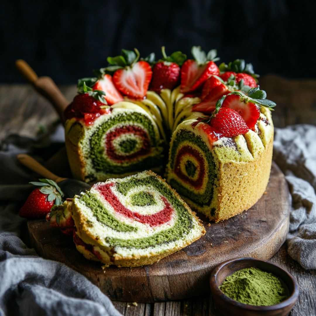 Cake Marbré au Matcha et à la Fraise : Douceur Japonisante Bild