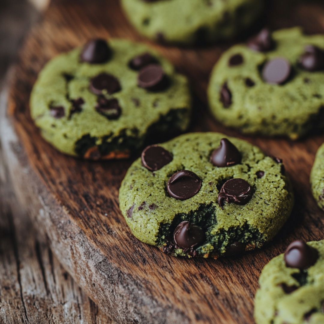 Cookies Vegan au Matcha Bio et Pépites de Chocolat Noir