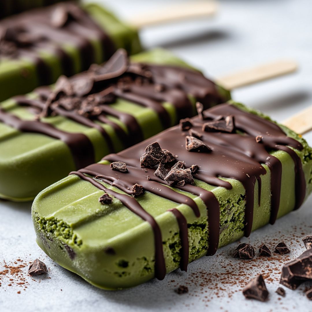 Popsicles au Matcha enrobés de chocolat : Une douceur estivale à déguster Bild