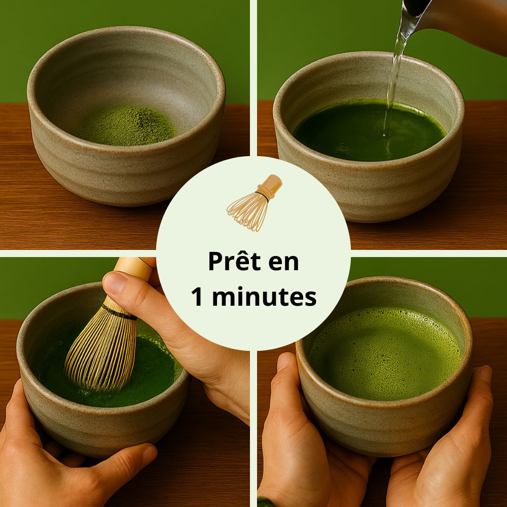etape de preparation du matcha pret en 1 minutes Bild
